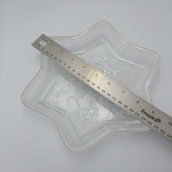 VTG Mikasa Clear/Frosted Glass Xmas Star Teddy‎ Bear Sweet Dish 9” Holiday Dish - Picture 3 of 3